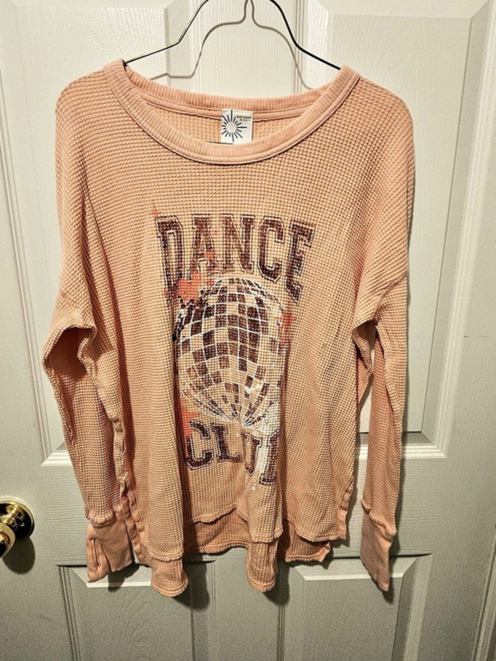Offline by Aerie Dance Club Waffle Thermal Top Orange XS